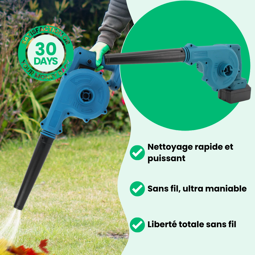 Souffleur-Aspirateur Électrique Pro Sans Fil (+ Batterie Offerte)
