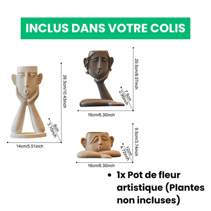 Pot de Fleurs Visages Artistiques Élégants