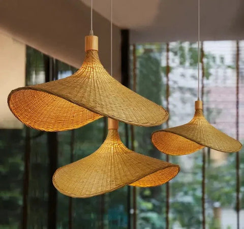 Suspension Luminaire en Rotin Rustique