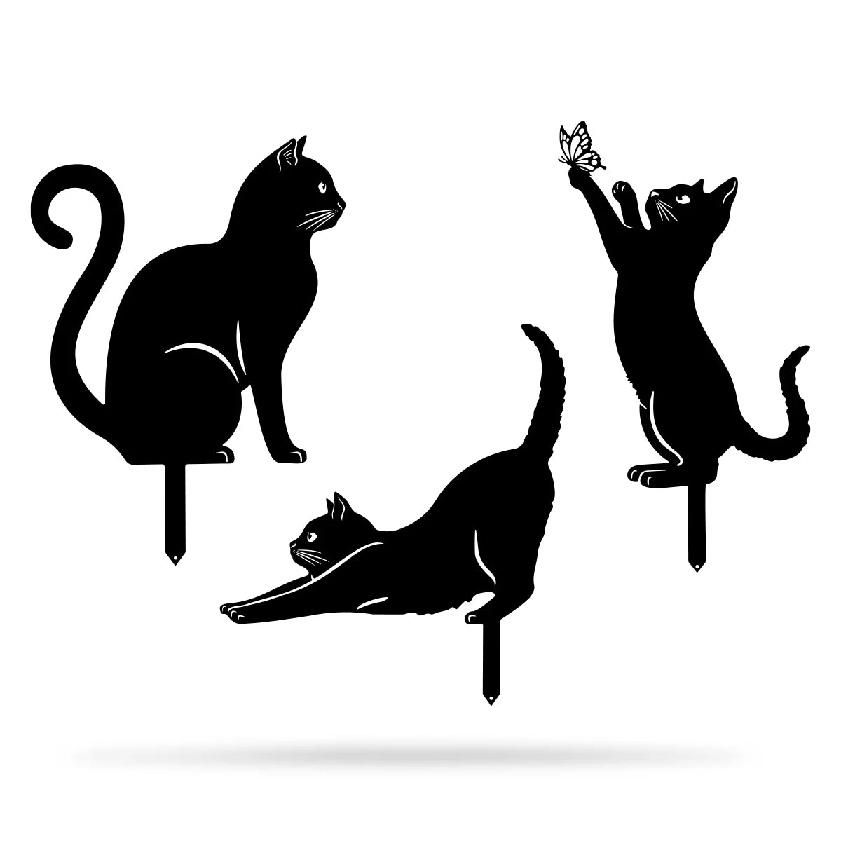 Statue de jardin de chat noir mystérieux (Lot de 2 + 1 Offerte)