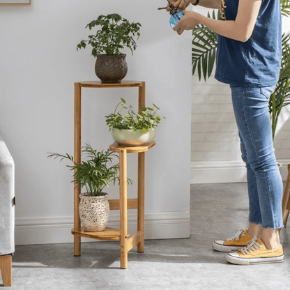 frJardioui Bambou  Naturel Meuble Porte Plante en Bois Épuré