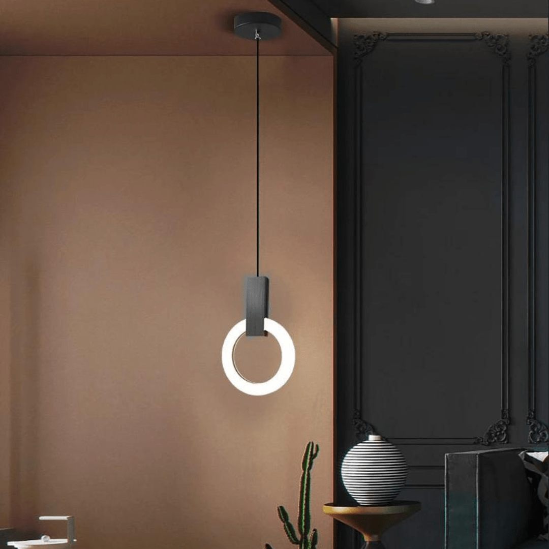 Jardioui 1 Lampe (54.90 €/ pcs) / Noir / Blanc chaud Lampe LED Suspendue Circulaire en Frêne Nordique