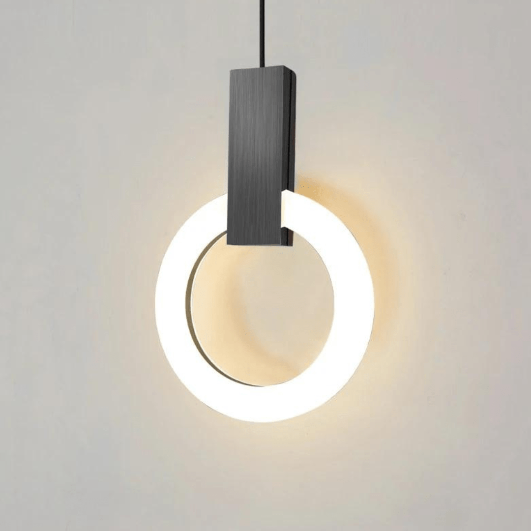 Jardioui 1 Lampe (54.90 €/ pcs) / Noir / Lumière neutre Lampe LED Suspendue Circulaire en Frêne Nordique