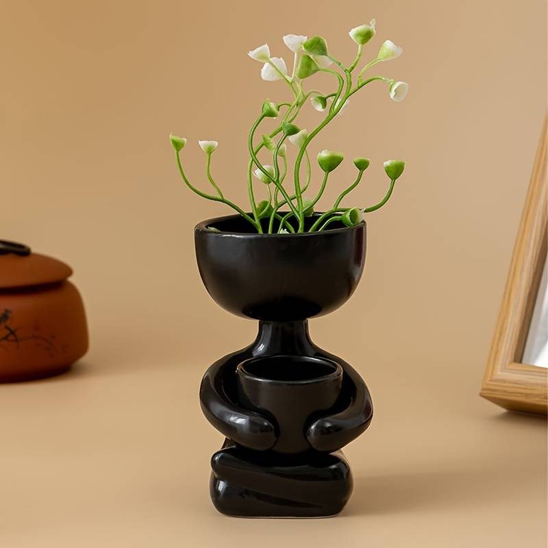 Jardioui 1 Pot (24.90 €/ pcs) / Noir Pot de Fleur en Céramique Moderne