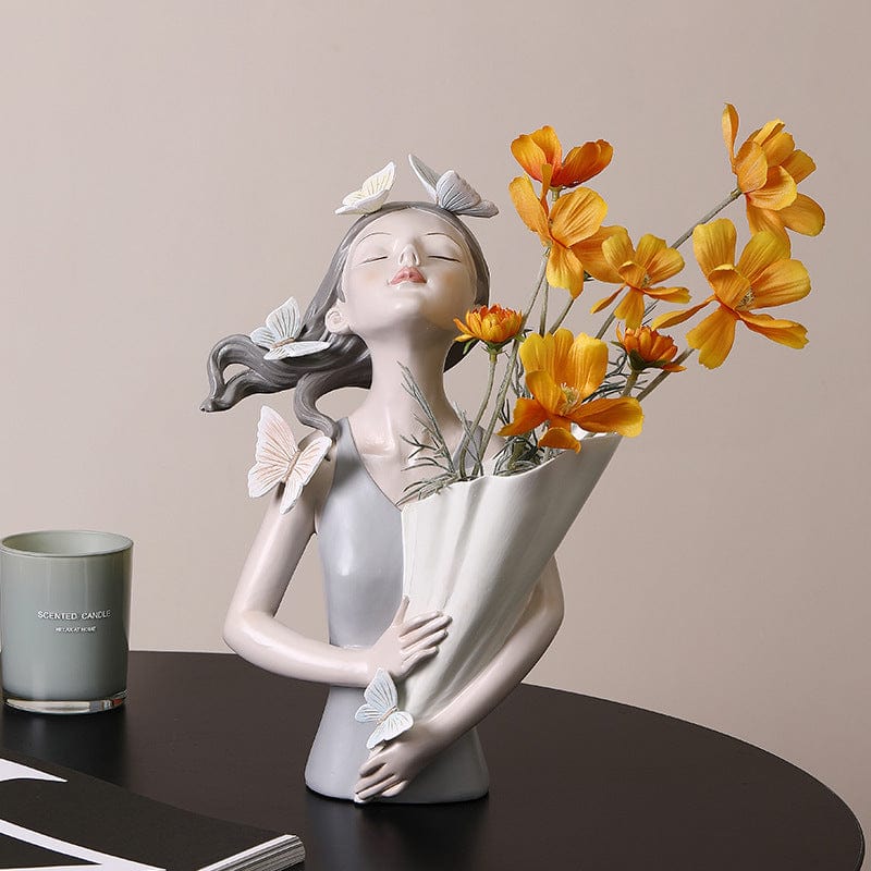 Jardioui 1 Vase (74.90 €/ pcs) / Gris Vase Élégant aux Papillons Envoûtants