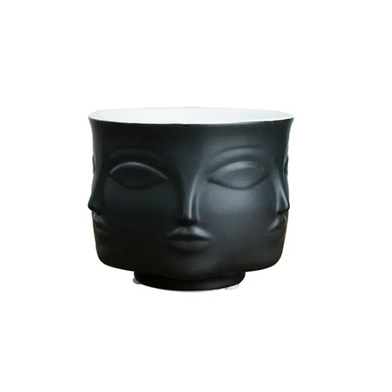 Jardioui 2 Pots (34.90 €/ pcs) / Noir Pot de Fleurs Visage Artistique