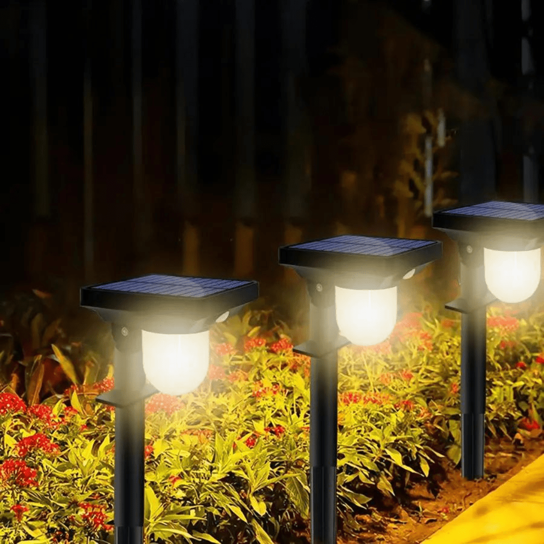Jardioui 4 Lampes Lampe Solaire Économe avec Détecteur de Mouvement