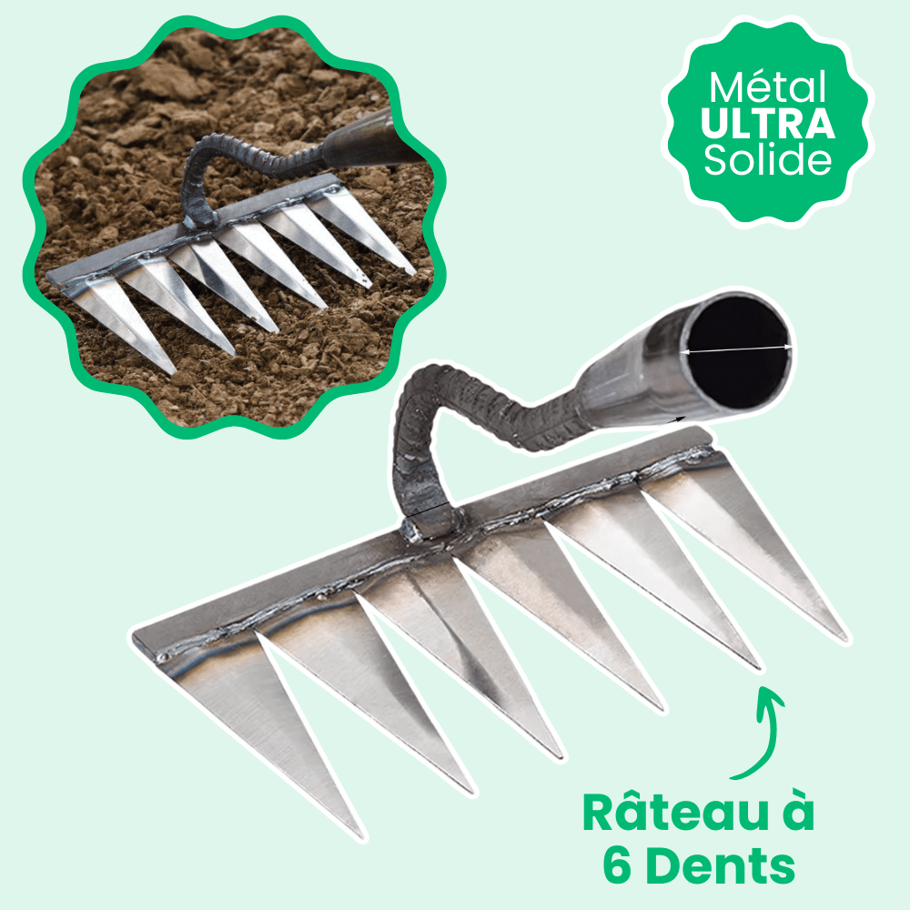 Râteau De Jardin Révolutionnaire à Main - Rateau Désherbage Acier Carbone 4-7 Dents - Outil Polyvalent Pour Gazon, Potager, Terrasse