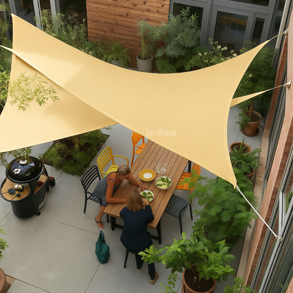 Jardioui Beige / 2M Voile d'Ombrage Triangulaire Premium