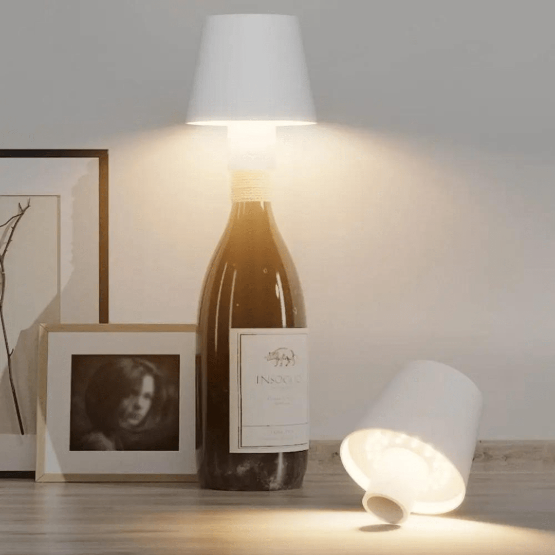 Jardioui Blanc Lampe LED Sans Fil Bouteille de Vin Innovante