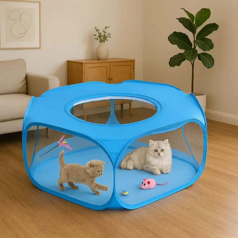 Jardioui Bleu Parc de Jeu Respirant pour Petits Animaux