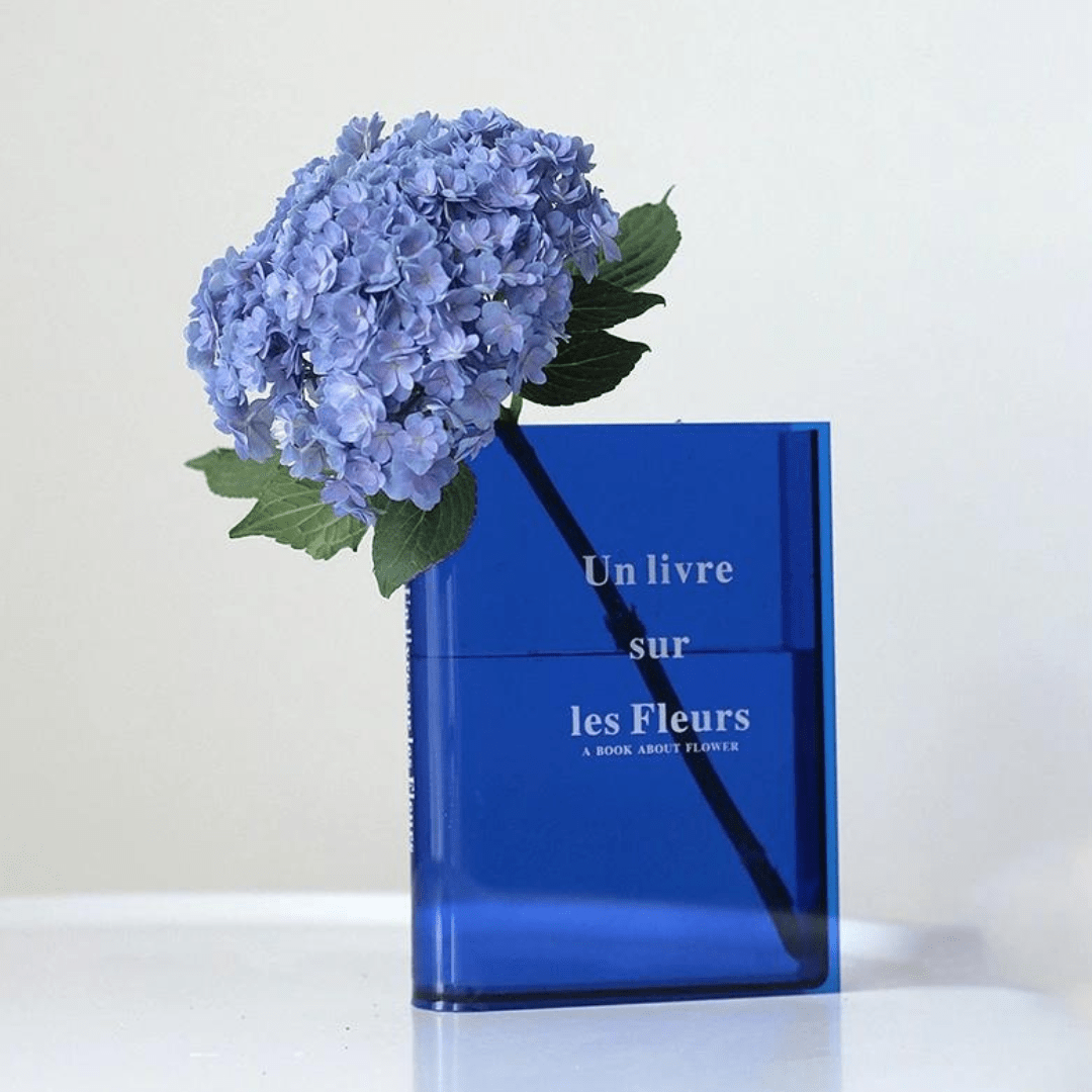 Jardioui Bleu Vase de Livre Artistique Transparent
