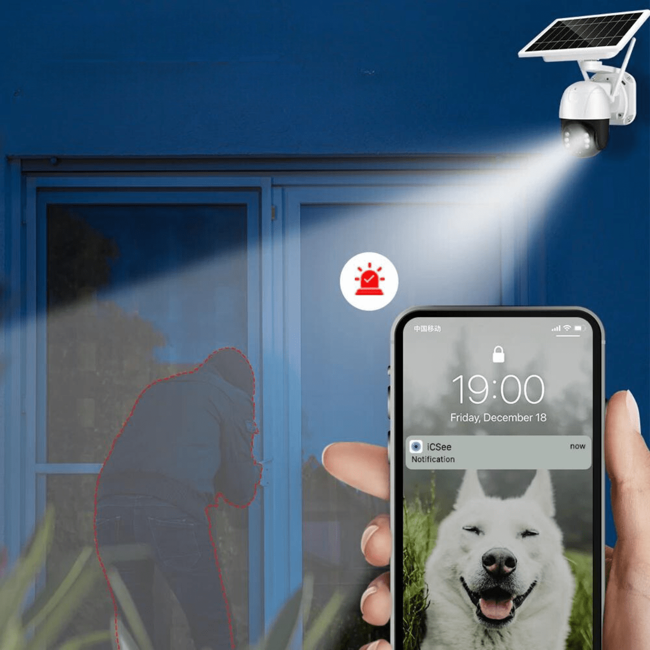 Jardioui Caméra de Surveillance Solaire Sans Fil Intelligente