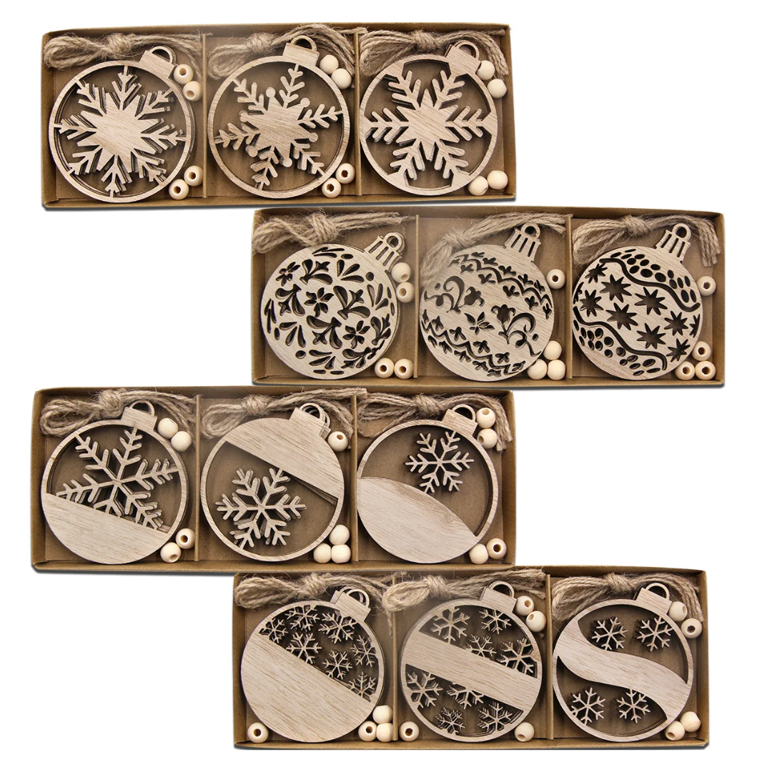 Jardioui Flocons de Neige en Bois Naturel (pack de 12)