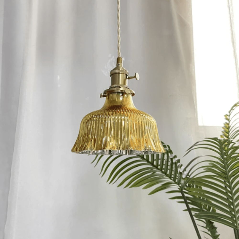 Jardioui Jaune Suspension Luminaire Vintage en Verre Scandinave