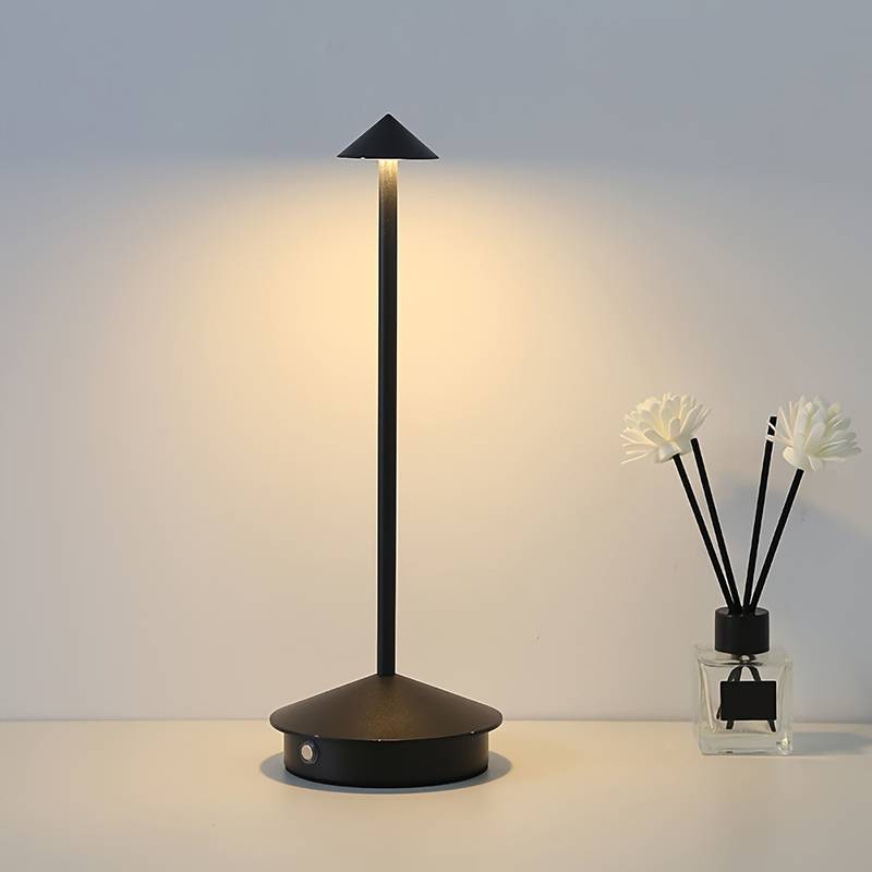 Jardioui Noir Lampe de table Élancée LED rechargeable sans fil