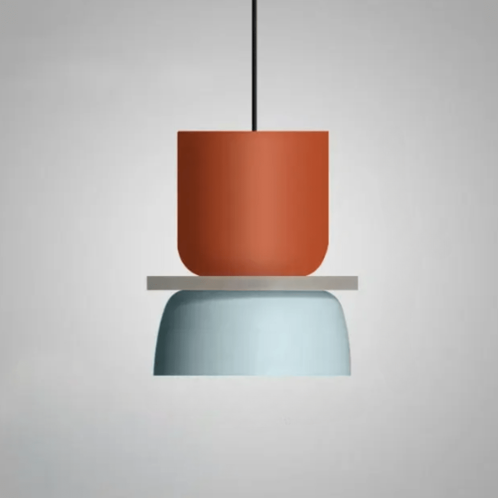 Jardioui Orange Bleu Suspension Luminaire LED Colorée Petit Format