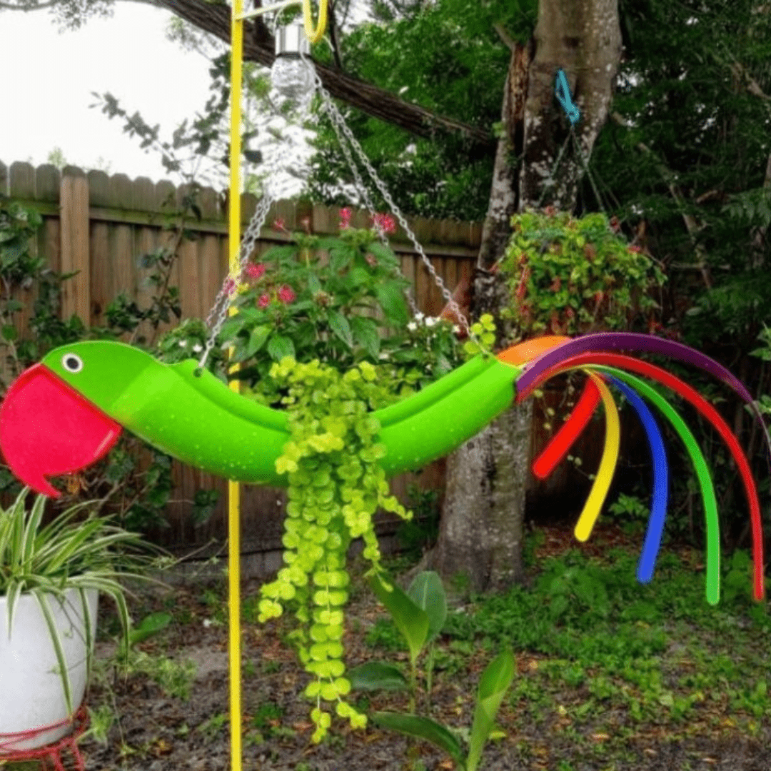 Jardioui Perroquet vert Pot de Fleurs Décoratif Artistique