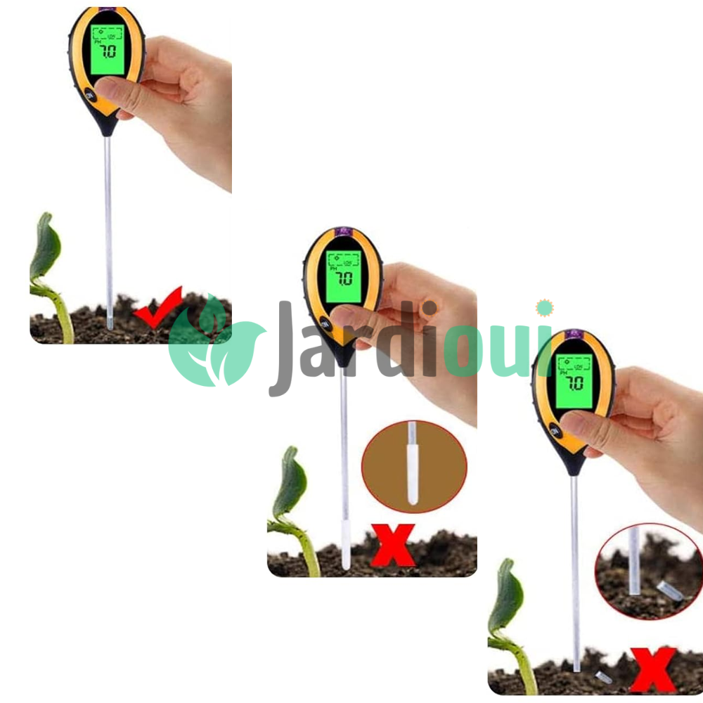 Jardioui PH-mètre de Sol Numérique Multifonction 4 en 1