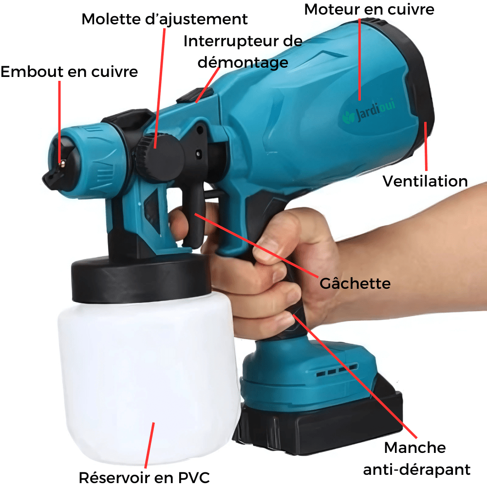 Jardioui Pistolet à Peinture Électrique Sans Fil Portatif Magique (+Batterie Offerte)