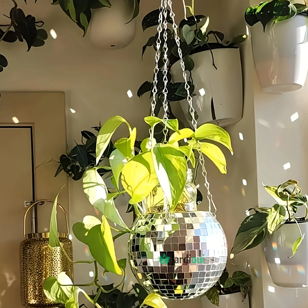 Jardioui Pot de Fleur Boule à Facette Éclatant