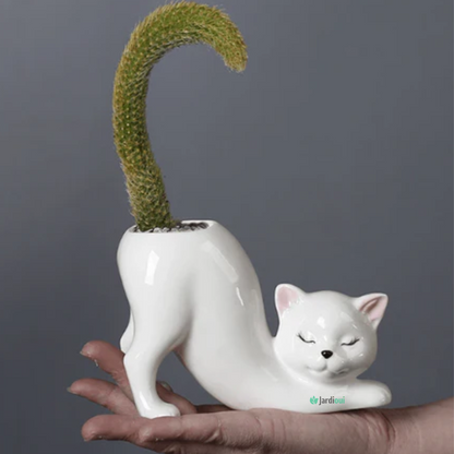 Jardioui Pot de Fleur Chat Adorable