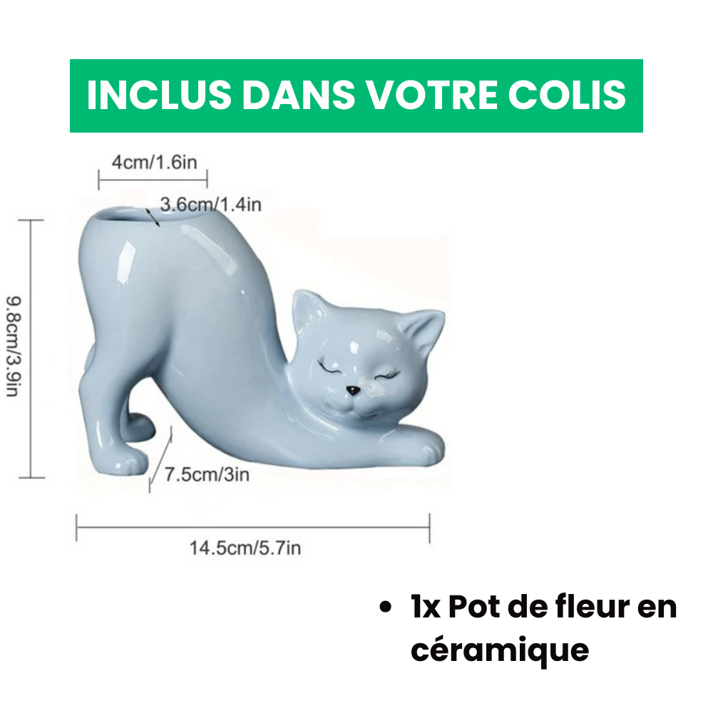 Jardioui Pot de Fleur Chat Adorable