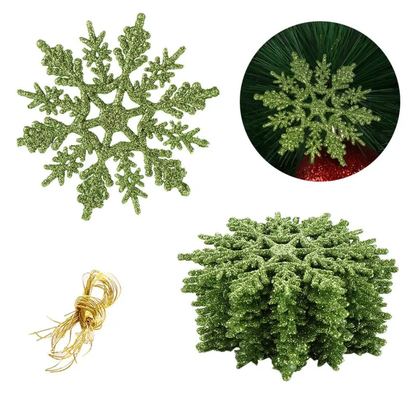 Jardioui Vert Flocons de Neige Pailletés (Lot de 12)