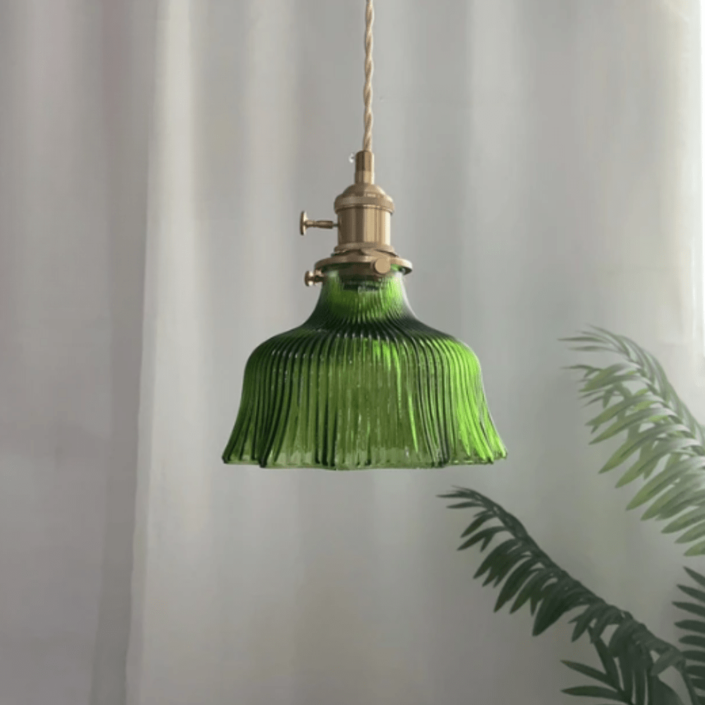 Jardioui Vert Suspension Luminaire Vintage en Verre Scandinave