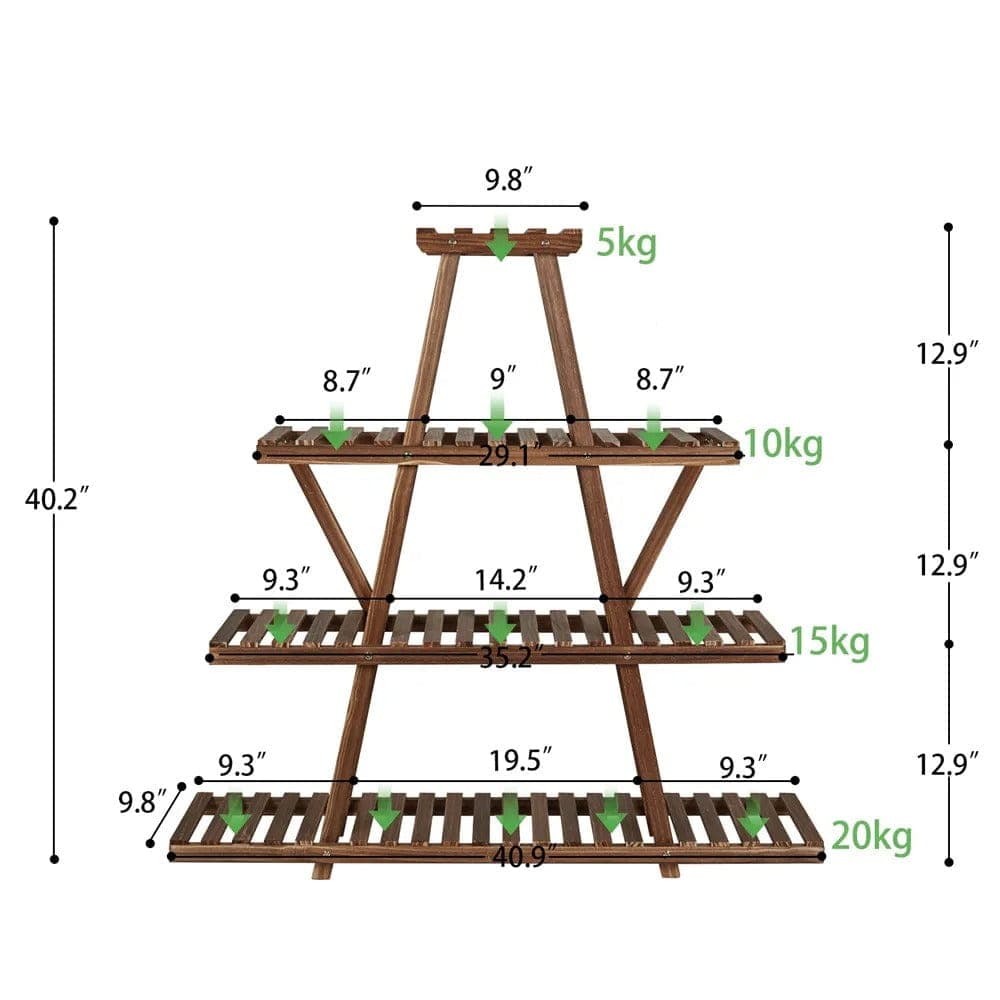 Étagère à Plante Verte en Bois Pyramidale