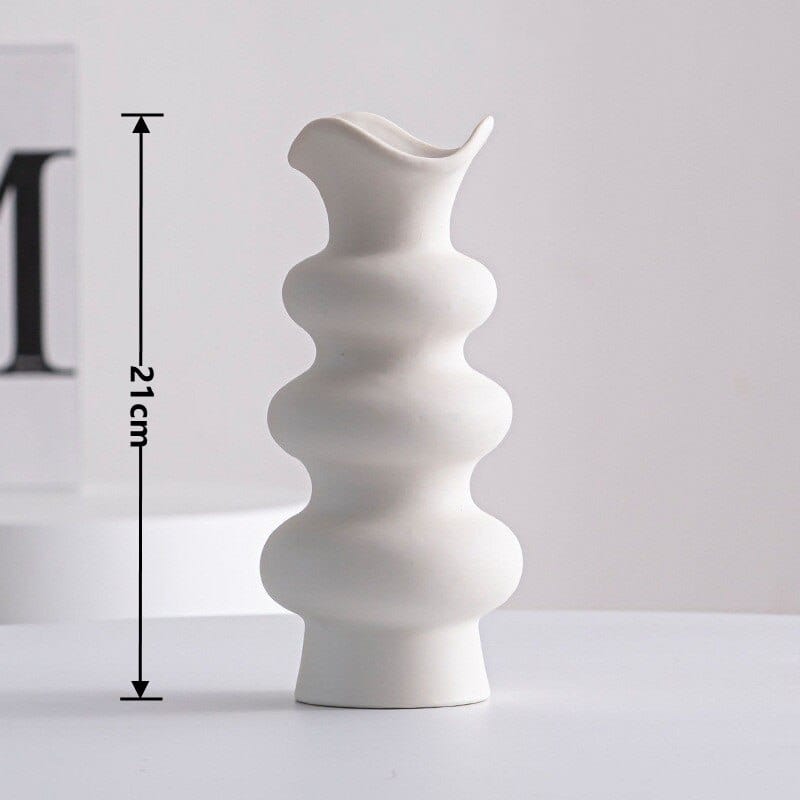 frJardioui Blanc ( Grand ) Vase en Céramique "Giro"