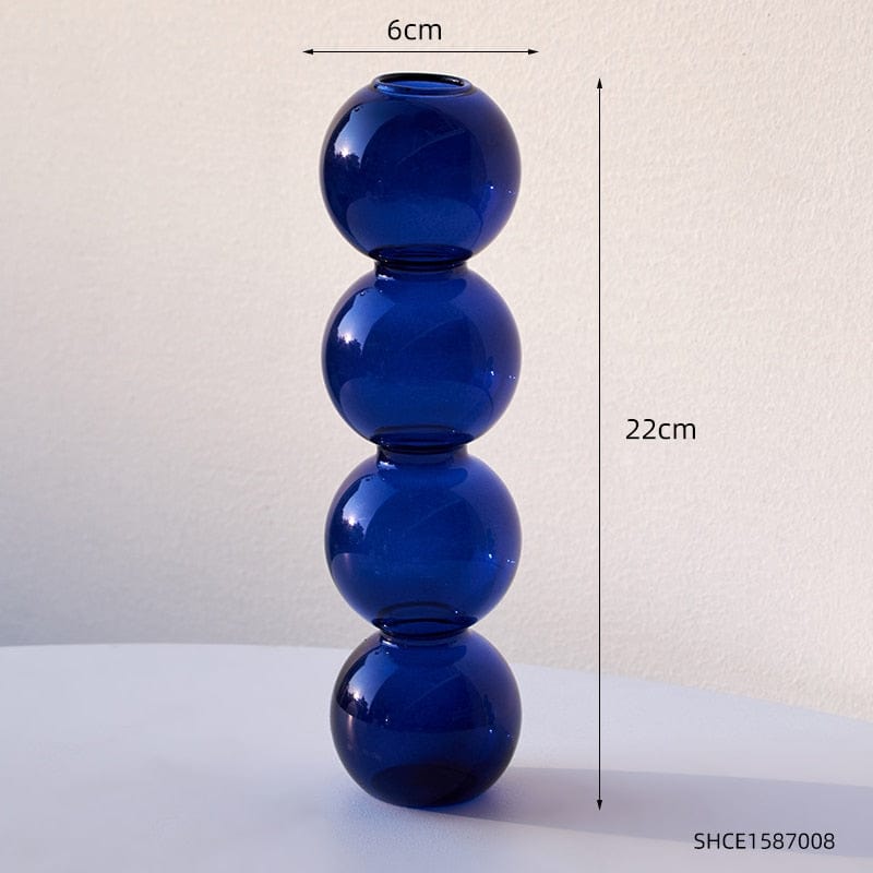 frJardioui Bleu / 4 Boules Vase en Verre "Bubble Glass"