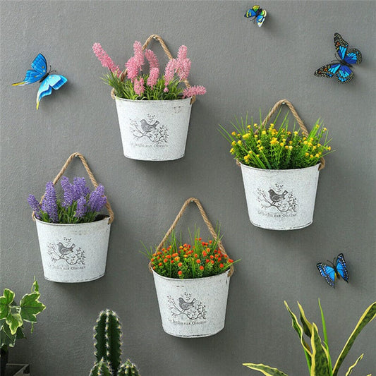 frJardioui Cache Pot Suspendu Vintage "Le Jardin Aux Oiseaux"