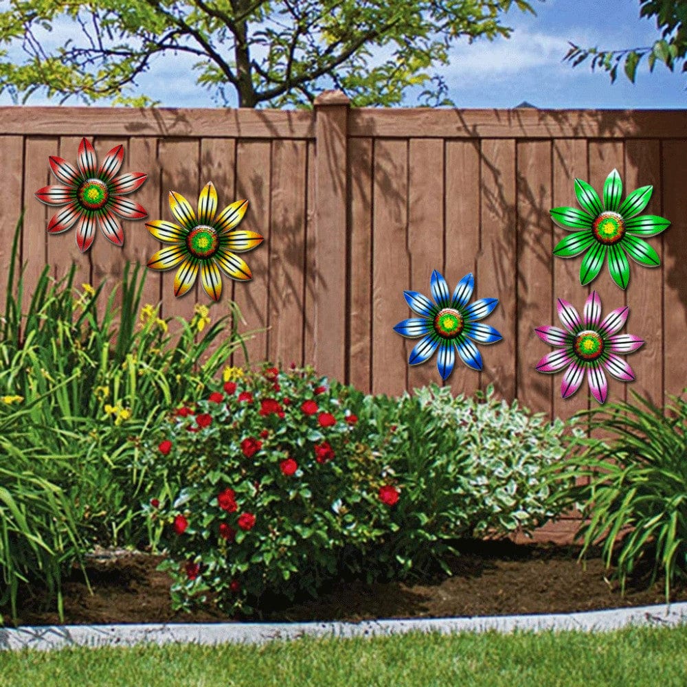 frJardioui Décoration Murale Extérieure " Fleurs Colorées "