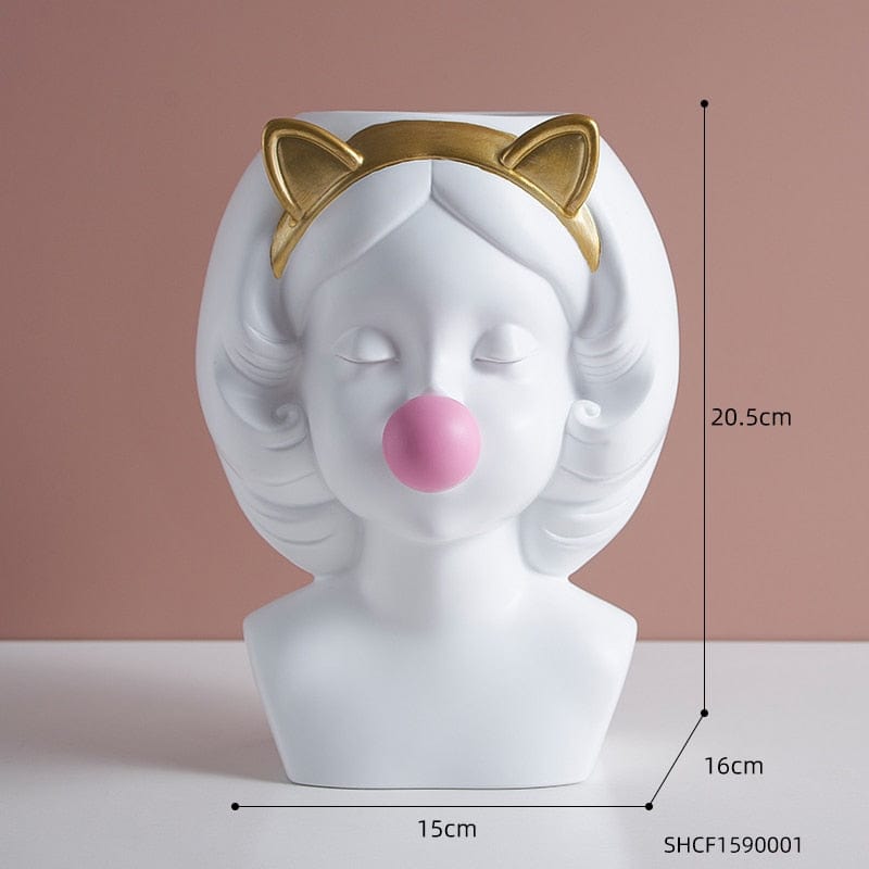 frJardioui Grand / Oreilles de chat Vase "La Jeune Fille au chewing-gum"