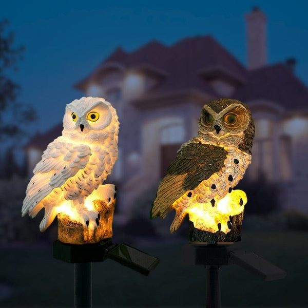 Lumière Solaire Hibou Décorative - Résine, étanche, LED Automatique - Pour Jardin, Terrasse, Allée