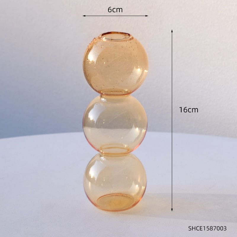 frJardioui Orange / 3 Boules Vase en Verre "Bubble Glass"