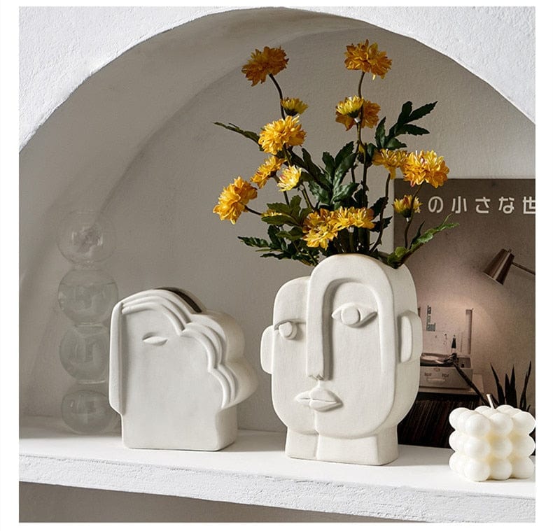 frJardioui Vase Visage Abstrait de Style Picasso