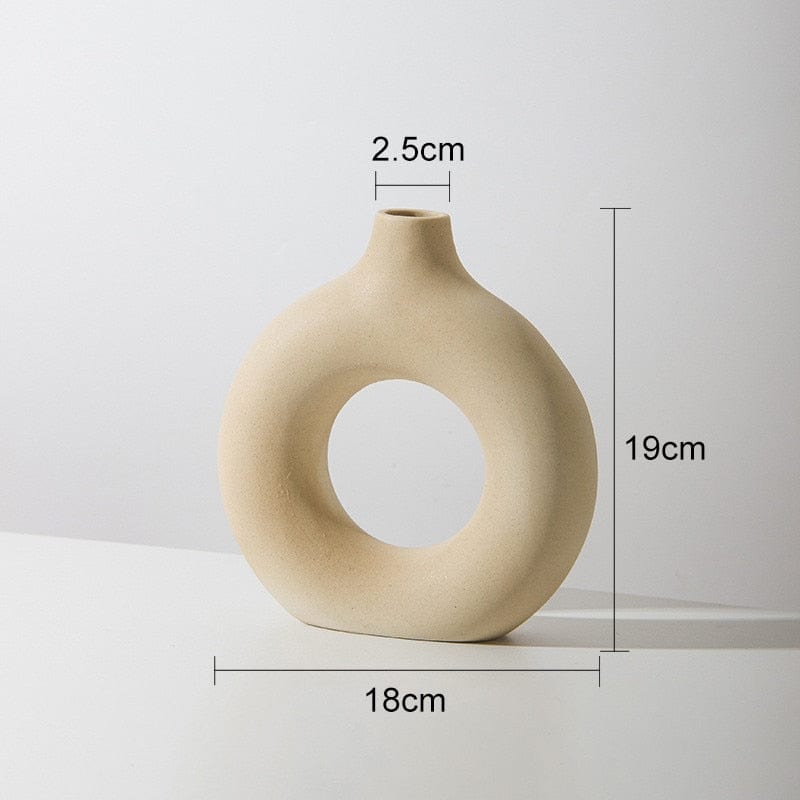 Jardioui 0 Beige / S (19x18 cm) Vase nordique circulaire en céramique pour fleur