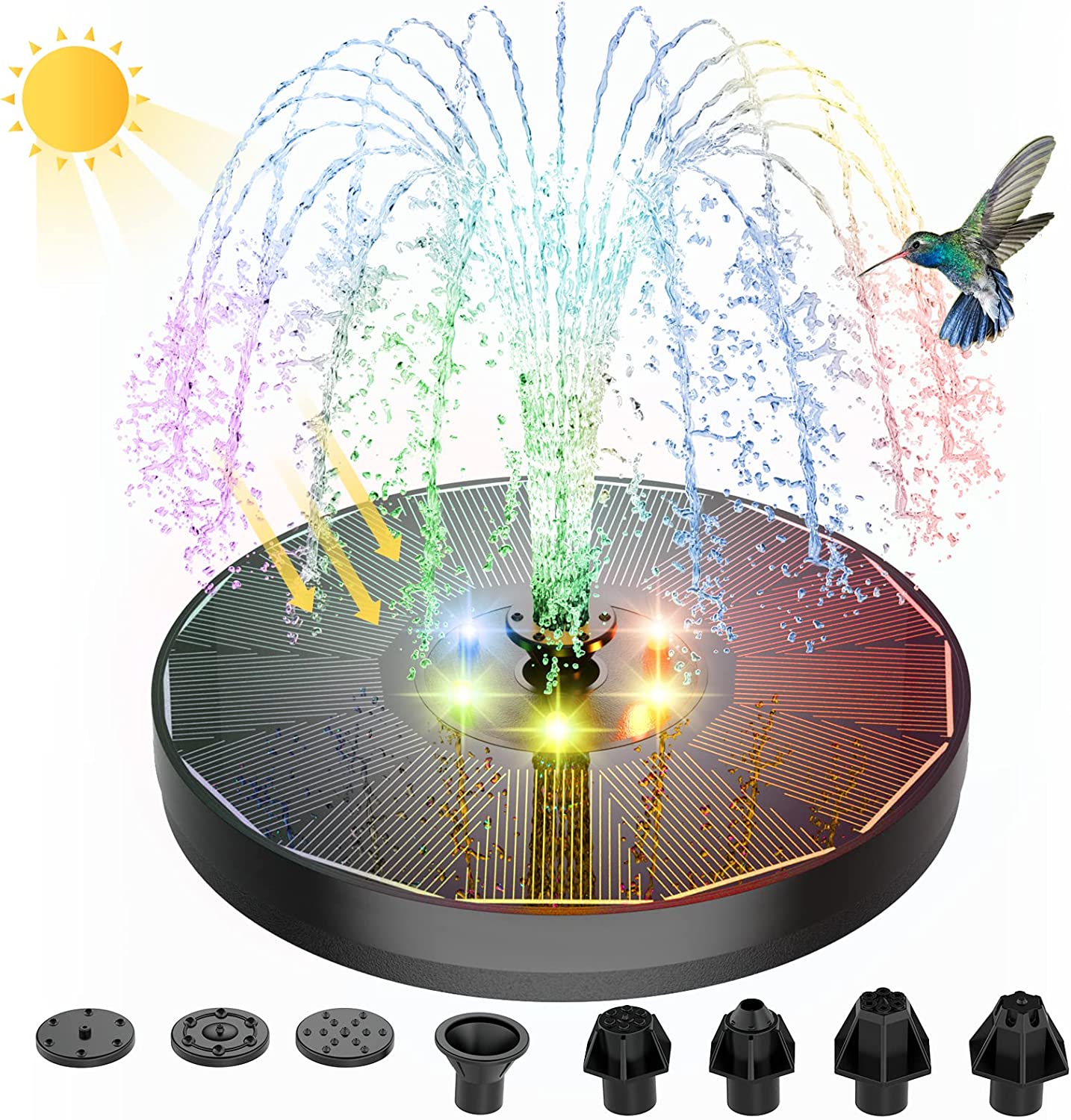 Jardioui Fontaine solaire à LED Multicolores