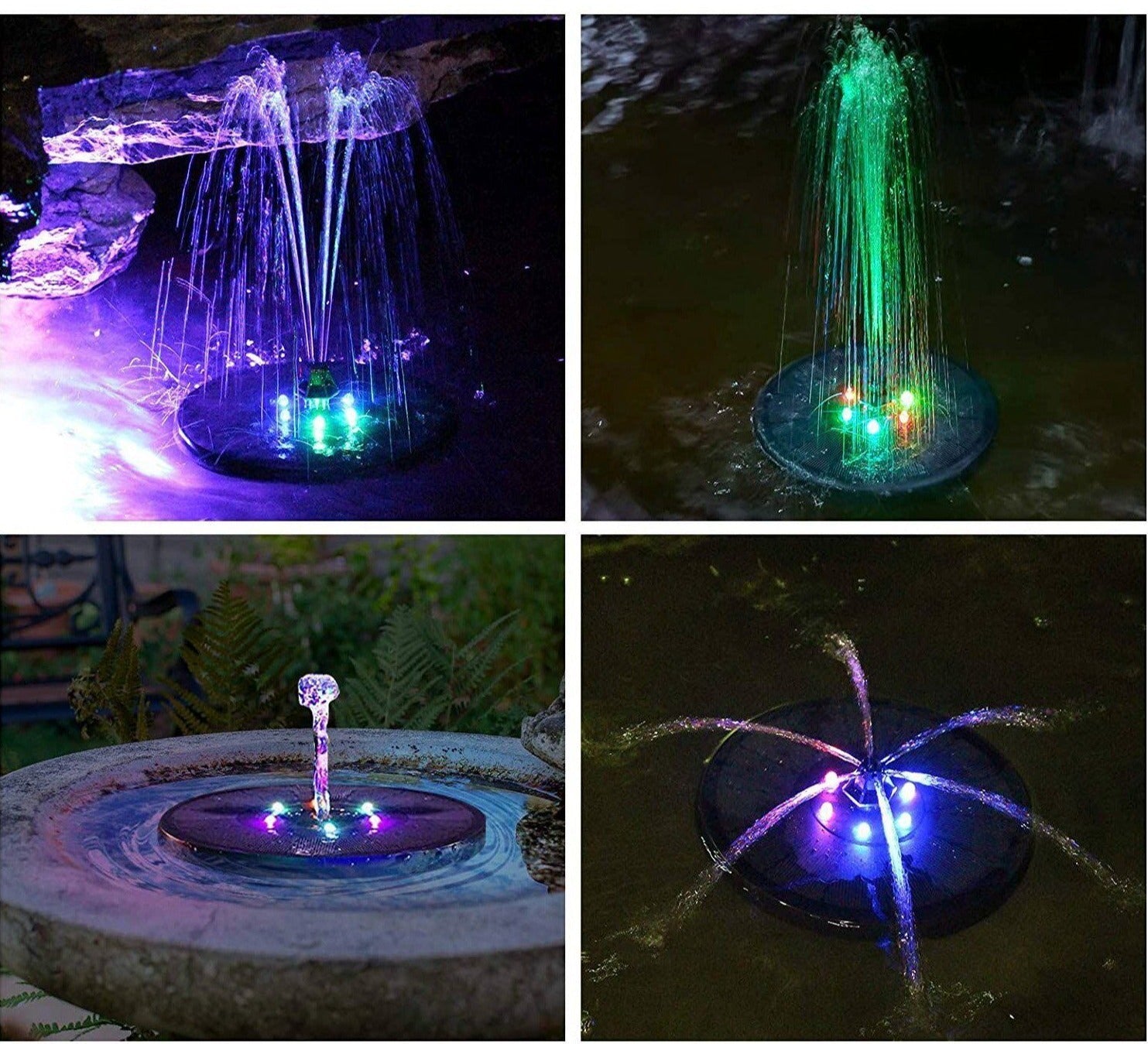 Jardioui Fontaine solaire à LED Multicolores